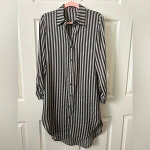 Reformation shirt dress black stripe small